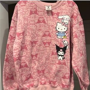 Hello Kitty & Friends Graphic Fleece Pullover Sweatshirt with Long Sleeves- Med